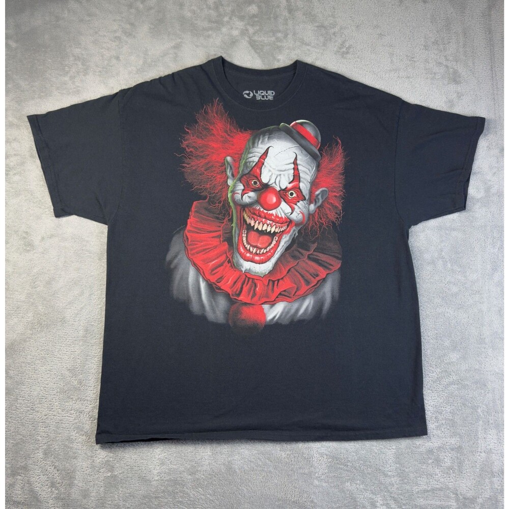 Liquid Blue Shirt Men 2XL Black Evil Clown Scary Creepy Big Graphic Print Horror